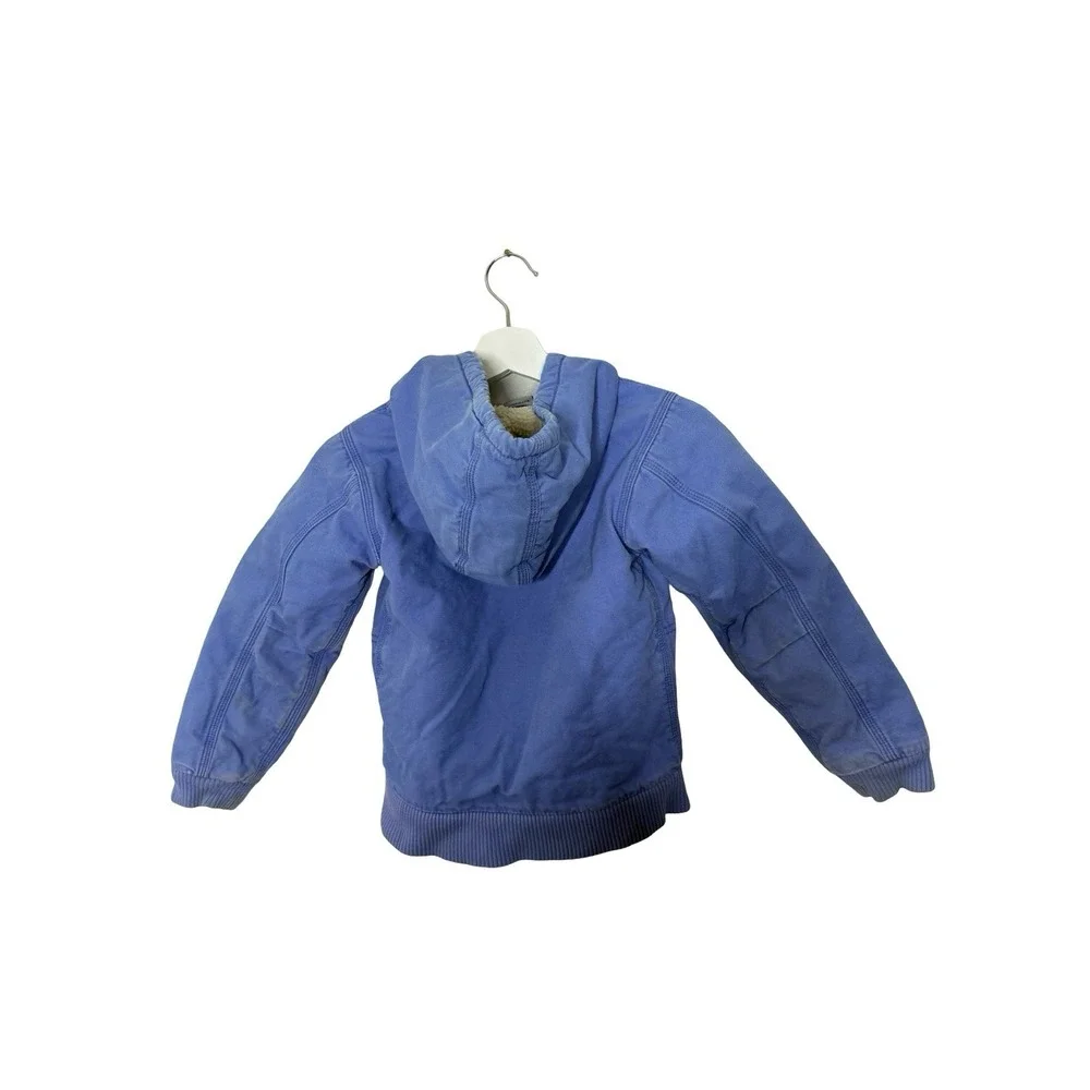 Carhartt Canvas Jacket  Girls 6X‎ Purple Hooded Sherpa Lined Coat